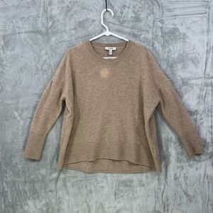 COS‎ 100% Cashmere Sweater Size M Tan Brown Crew Neck  Boxy STAIN!